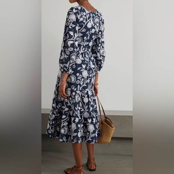 WAIMARI's 'Emanuelle' navy embroidered midi dress NWT - Picture 5 of 13
